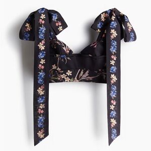 H&M floral tie strap crop top, medium